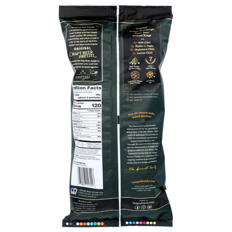 Unique Pretzel, Sourdough Craft Beer Pretzel Rings, 11 Ounce