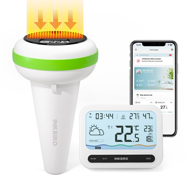 Inkbird IBS-P03R Solar Pool Thermometer Combo Kit, WiFi Gateway with