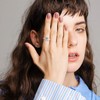 AOBOCO Sterling Silver Fox Ring for Women, Simulated Aquamarine Birthstone