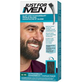 Just for Men Moustache and Beard Black Brown Dye, Eliminates Grey for a Thicker and Fuller Look - M45