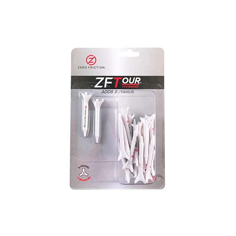 Zero Friction Tour 3-Prong Golf Tees (1-3/4 Inch, White, Pack
