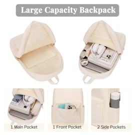 25L Classic Backpack,Durable Lightweight Water-Resistant Pack with Laptop Sleeve Fits 15.6 Inch,Casual Daypack Backpack for College,Beige