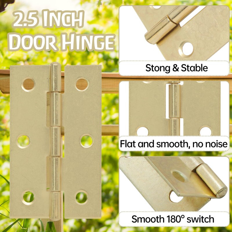 Murtenze 24 Pack 2.5 Inch Door Hinges - Gold Butt