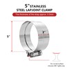 5" Stainless Steel Exhaust Clamp,Universal Muffler Clamp Lap Joint,Anti-Rust&Corrosion Resistant,Band