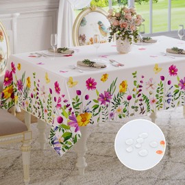 Softalker Spring Easter Tablecloth Rectangle - Waterproof Floral Pattern Decorative Summer Table Cloths, Stain Resistant Wrinkle Free Table Covers for Dinner/Party/Picnic/Indoor/Outdoor, 60 x 120 Inch