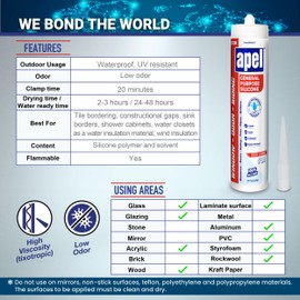 Mitreapel Multipurpose 100% Silicone Sealant (12 x 7.7 fl oz) Clear Waterproof - 12 Pack