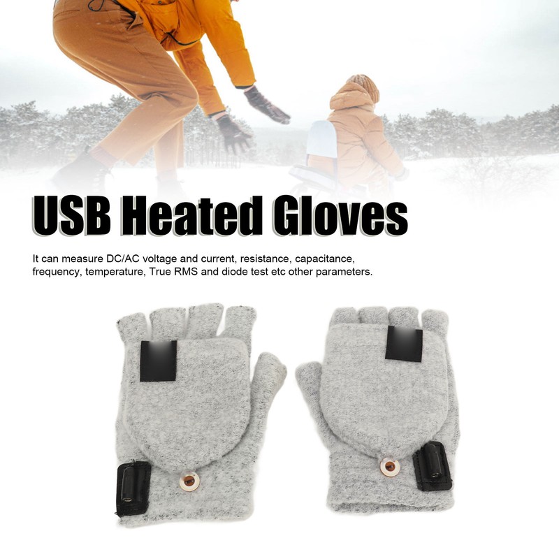 1Pair USB Heated Gloves Adjustable Temperature Electric Heated Gloves for