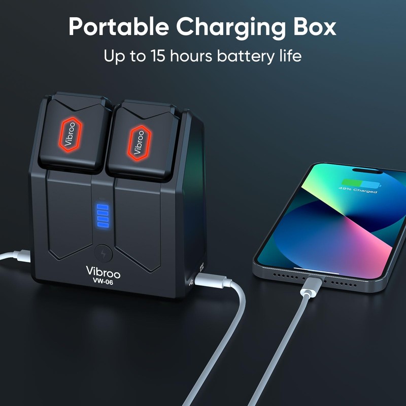 Vibroo 5.8Ghz Wireless Guitar System, Charging Case Included, Wireless Transmitter