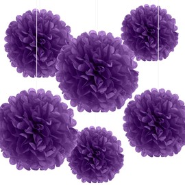 Binpeng - Pompones de papel para colgar, bola de flores, boda, fiesta, celebraciones, decoración al aire última intervensión, flores, manualidades para fiestas, cumpleaños (6 unidades)