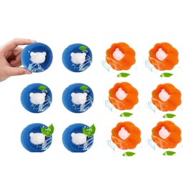 Hitopin Pack of 12 Pet Hair Remover, Washing Machine, Lint Balls for Washing Machine, Washing Balls, Pet Hair Remover, Anti-Winding Washing Balls, for Washing Machine, Removes Pet Hair (6 x Orange, 6
