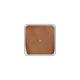 Cybche Crystal Butterfly Choker Necklace Gold Butterfly Pendant Necklace Rhinestone Butterfly Necklace Pave CZ Butterfly Necklace Sparkling Crystal Butterfly Chain Necklace, Zinc, No Gemstone