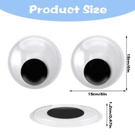2Pcs Giant Googly Eyes, 5.9 Inches Large Googly Eyes with Self Adhesive Black White Plastic Big Wiggle Eyes for DIY Craft Decorations and Christmas Ornaments
