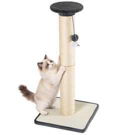 PAWALAYA Heavy Duty Post Sturdy Cat Scratching Post for Indoor Cats & Kittens, Classic Single Post with Natural Sisal Rope, Wood Base, 33.46" H