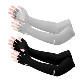 Qeedy 2 Pairs UV Protection Gloves - Non Slip Sun Protection Gloves Sunblock Gloves Summer Outdoor Fishing Driving Gloves for Women Men (Black Gray)