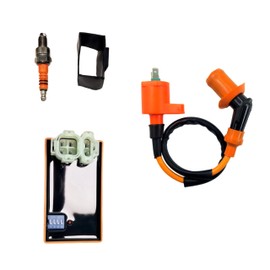 XSANMOTO Racing AC CDI Box,Ignition Coil,Spark Plug,Ignition Trio Kit,Kit for GY6 50cc 125cc 150cc ATV Scooter for honda TRX70 TRX200 TRX250 CRF90 XR100R (2.9 "/1.6" With DIP)
