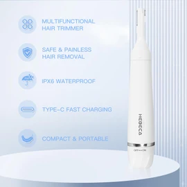 HEBECA Facial Hair Removal for Women, 3-in-1 Electric Eyebrow Ear Nose Trimmer, & Facial Hair Trimmers Wet/Dry, Waterproof & Rechargeable Painless Women's Face Trimmer Portable for Travel