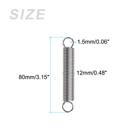 GLOKUUCA Compression Springs - 2 Pack 304 Stainless Steel Extension Springs - (12 x 1.5 x 80-mm, Silver Tone)