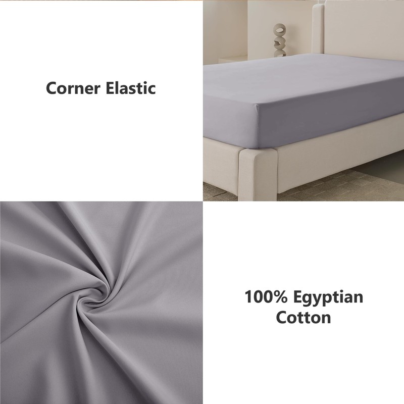 My Home Store Grey Double Fitted Sheet - Cotton Bed