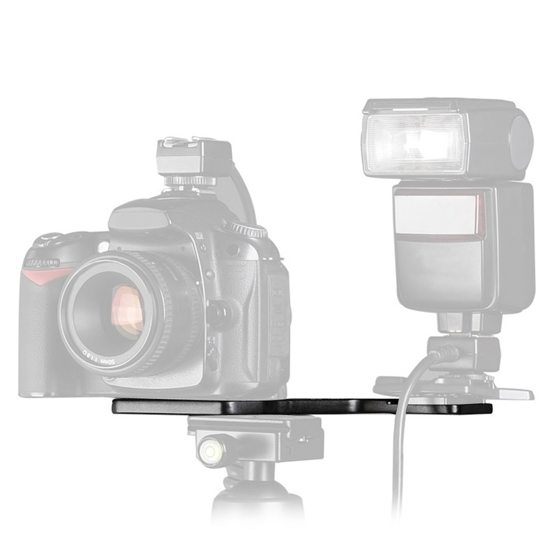 Aluminium Alloy Camera Flashlight Tripod Bracket with Dual 1/4in Screw