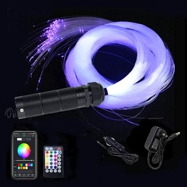 AZIMOM Car Use Bluetooth 6W RGBW LED Fiber Optic Lights Star Ceiling Light Kit APP Remote Controller Mixed 295pcs 9.8ft Optic Cable Music Mode Sensory Lighting Indoor Home Interior Decoration