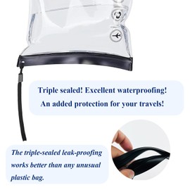 LuojinLuoda Clear Travel Toiletry Bag - Airport Security Liquids Bag 20x20cm TSA Approved, Travel Essentials Toiletry Bag for Men & Women, Travel Toiletry Bag with 2Pcs Black/Grey, Travel Accessories