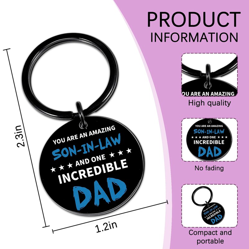 QUIHUD Son In Law Christmas Gifts Birthday Christmas Keychain Son