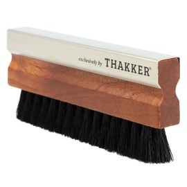 THAKKER William's Black Goatee - Premium Record Brush with 100% Goat Hair | Antistatic | Vinyl Brush for Wet & Dry Cleaning | Real Wood Handle | Retro Design | No Nylon