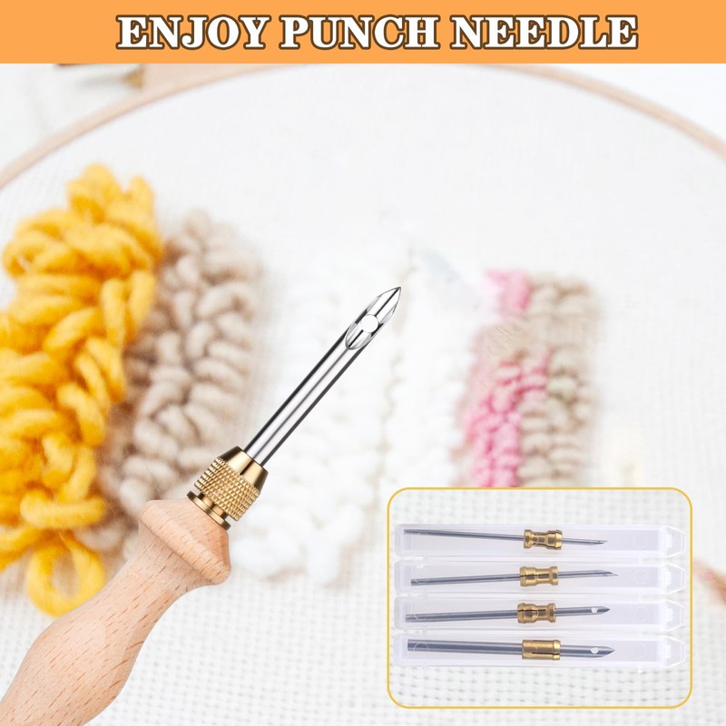 Punch Neddle Kit with Storage Box,Adjustable Punch Needle Tool with1.6mm/2mm/2.5mm/3.5mm/5mm