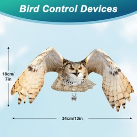 Vicsiyi Owls to Keep Birds Away: 2Pcs Fake Owls with Reflective Tape for Garden Patio Tree, Bird Scare Reflective Hanging Decoration to Keep Birds Pigeon from Windows Tree Garden