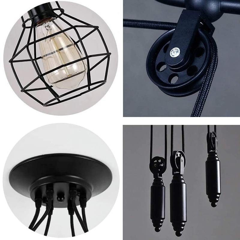 Industrial Pendant Lighting 5 Heads, Adjustable DIY Vintage Style Spider