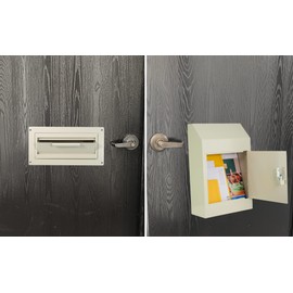 Pochar Door Drop Box for Mail, Rent, Deposit, and Night Key - Through The Door Locking Steel Mailbox with Rear Access (Light Gray)