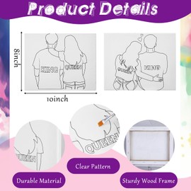 Zhanmai 112 Pcs Sip and Paint Kit for Adults Date Night Pre Drawn Canvas Paint Kit for Couples Canvas Painting Art Pre Drawn Stretch Art for Couple Valentine Party(Couple,8 x 10 Inch)