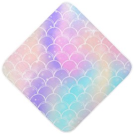 Ceiurey Pink Mermaid Princess Baby Boys Girls Bath Towel Purple Mermaid Scale Hooded Towels Newborn Toddlers Organic Cotton Washcloths Shower Beach Towel 30 x 30 Inch