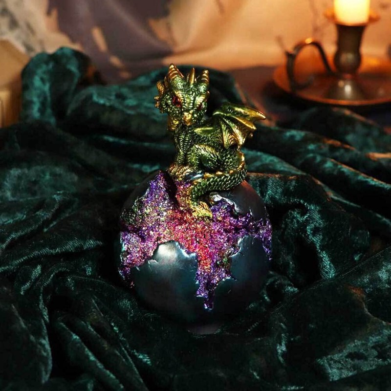 Nemesis Now Geode Guard Green Dragon Sphere Crystal Figurine,12.7cm