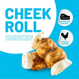 Sitka Farms Beef Cheek ROLL Chicken 5-6 Inch (10 Count) Extra Thick Dog Chew Bones No Rawhide Sourced from Free Range Grass Fed/Healthy Teeth and Gums for Small Medium and Large Dogs