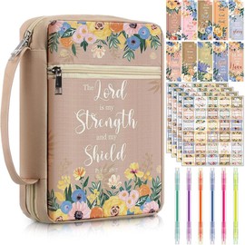 Bible Cover Case with Bookmark, Tabs and Handle Zippered Pocket for Standard Size Bible Ideal Gift for Women:_Floral