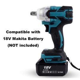Mefape Impact Wrench, Brushless Electric Wrench Compatible with 18V Makitta Battery, 2200RPM 320Nm Cordless Impact Wrench Gun 1/2” Driver with LED Light