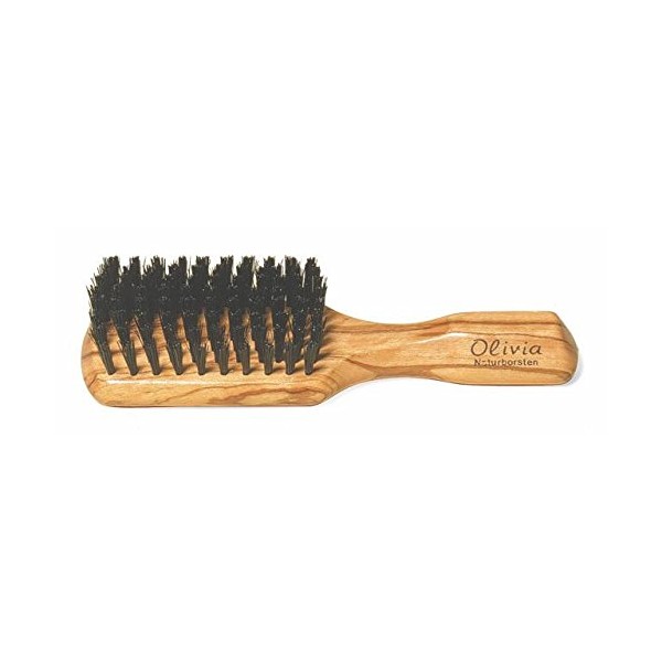 Club Men's Hair Brush Olivewood Handle with Stiff Boars Bristles 6 7/8-Inches by Nessentials