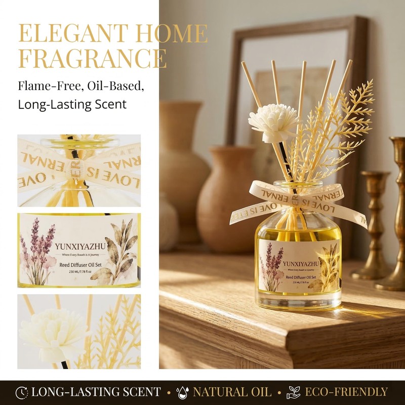 YUNXIYAZHU Reed Diffuser Lavender 7.78 fl oz Calming Home Fragrance