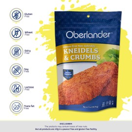 Oberlander Kneidels & Krumbs | Gluten Free Bread Crumbs For Chicken, Pancakes, Matzah Balls | Contains No Gluten, Soy, Dairy, Lactose, or Trans Fat | Certified Kosher For Passover | 5 Ounces