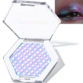 Wugbc Glitter Eyeshadow Palette, Multichrome Chameleon Cream Purple Eye Shadow, Intense Color Shifting Multi-Reflective Holographic Eyeshadow Shimmer Inner Corner Eye Brightener Highlighter Makeup