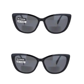 2 Pair Bifocal Cateye Vintage Reading Sunglasses UV400 Protection Outdoor Spring Hinge Sun Reader for Women - Black (Black, 3, multiplier_x)