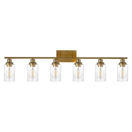 MELUCEE 6 Lights Brushed Brass Vanity Light, Bathroom Lights Fixtures Over Mirror with Bubbled Glass Shades, Modern Wall Sconce for Hallway Kitchen Living Room Bedroom
