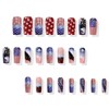 4th of July Press on Nails Short Square Fake Nails