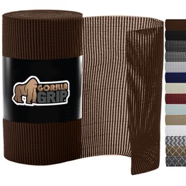 Gorilla Grip powerGRIP Drawer Shelf and Cabinet Liner, Thick Strong Hold, Non-Adhesive Liners Protect Kitchen Cabinets and Cupboard, Bathroom Drawers, Easy Install, Breathable Mat, 20" x10', Chocolate