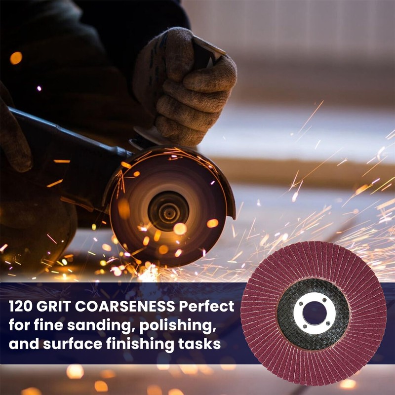 Dapetz ® Flap Discs 115mm 120 Grit Grinding Discs 4.5"