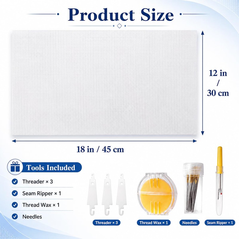 COTATI 4 Pcs Needlepoint Blank Canvas Craft Kit, 18 Count