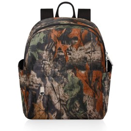 Forest Tree Camo Mini Backpack Purse for Women, Leaves Camouflage Lightweight Small Backpack Casual Travel Bag Daypack for Girls Children Teens Adult School Backpack