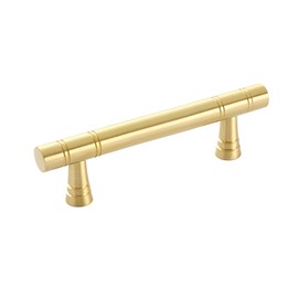 MACHSWON 128mm Brushed Pattern Grooved Pure Brass Handle Solid Thick Furniture Drawer Copper Cabinet Door and Window Handle Length 187mm