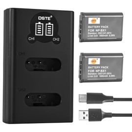 DSTE 2PCS NP-BX1 Battery + Dual USB Charger Compatible with Sony ZV-1 DSC-HX80 HX95 HX99 HX350 HX50 HX60 HX300 HX400 HX90V RX100 WX350 WX500 HDR-GW66V GWP88 CX240 AS30V RX100IV DSC-RX100 VII Camera